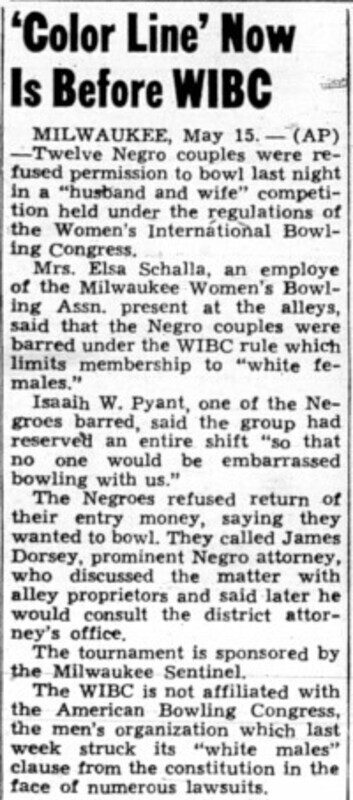 black and white scan of newspaper clipping for "'Color Line' Now Is Before WIBC" article